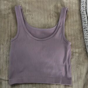 Purple Sleeveless Fitted Crop Tank Top